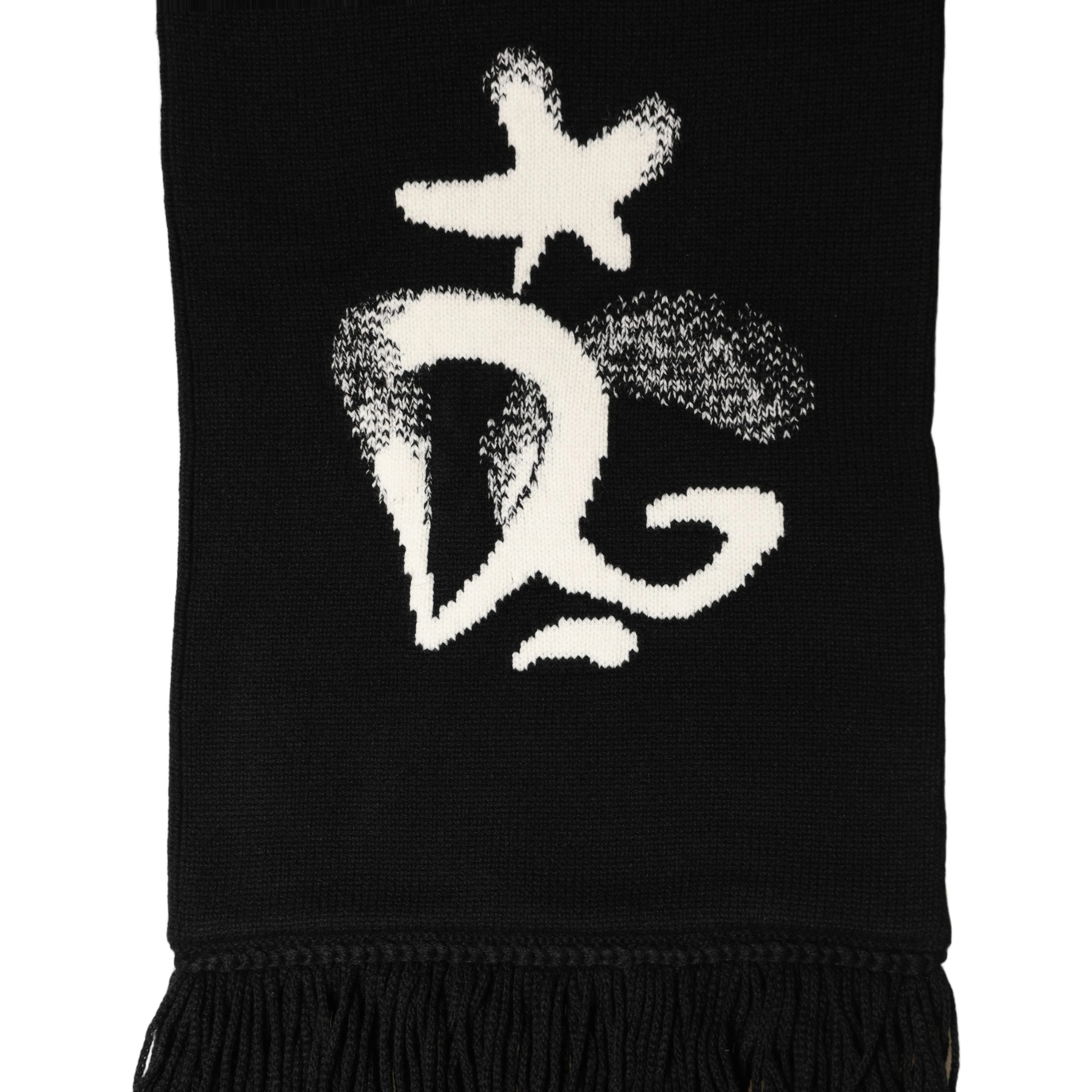 Black Cashmere Knitted Fringed Foulard Scarf