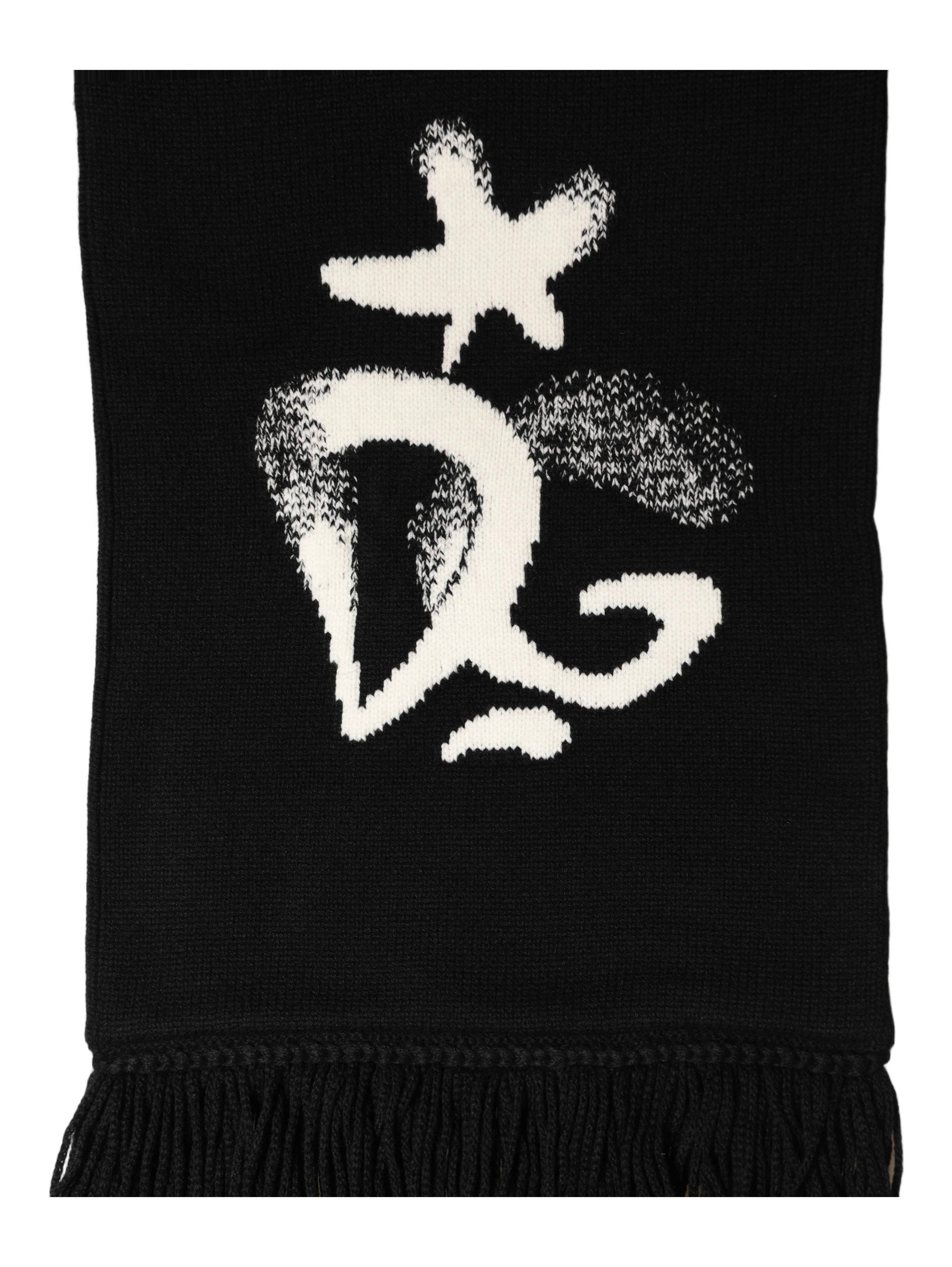 Black Cashmere Knitted Fringed Foulard Scarf