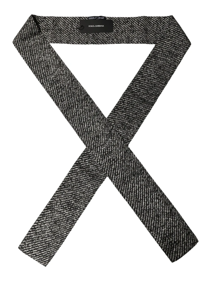 Black White Herringbone Tweed Shawl Scarf
