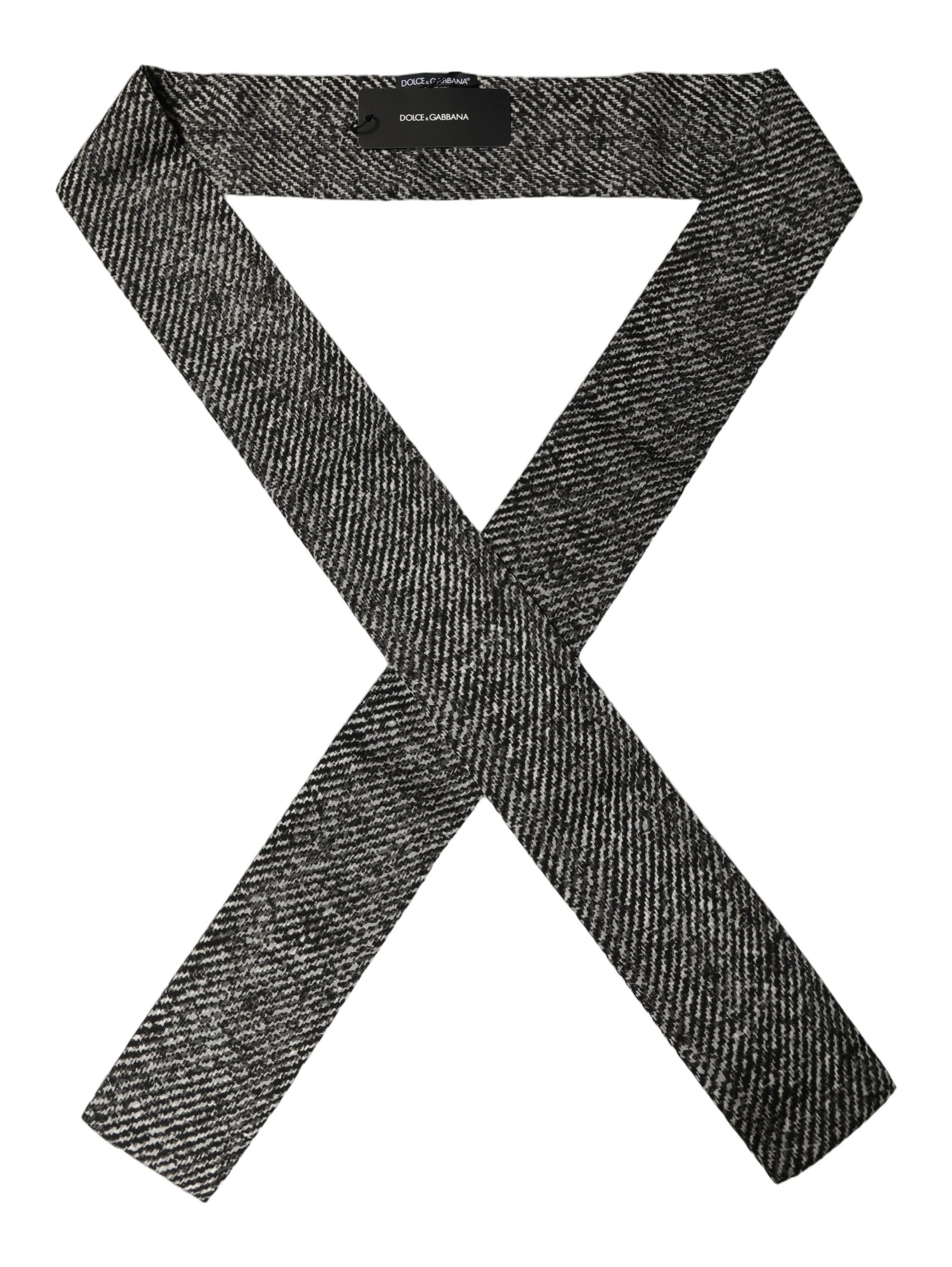 Black White Herringbone Tweed Shawl Scarf