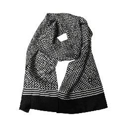 Black White Geometric Silk Neck Shawl Scarf
