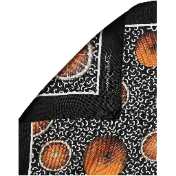 Black Silk Orange Pocket Square Foulard Scarf