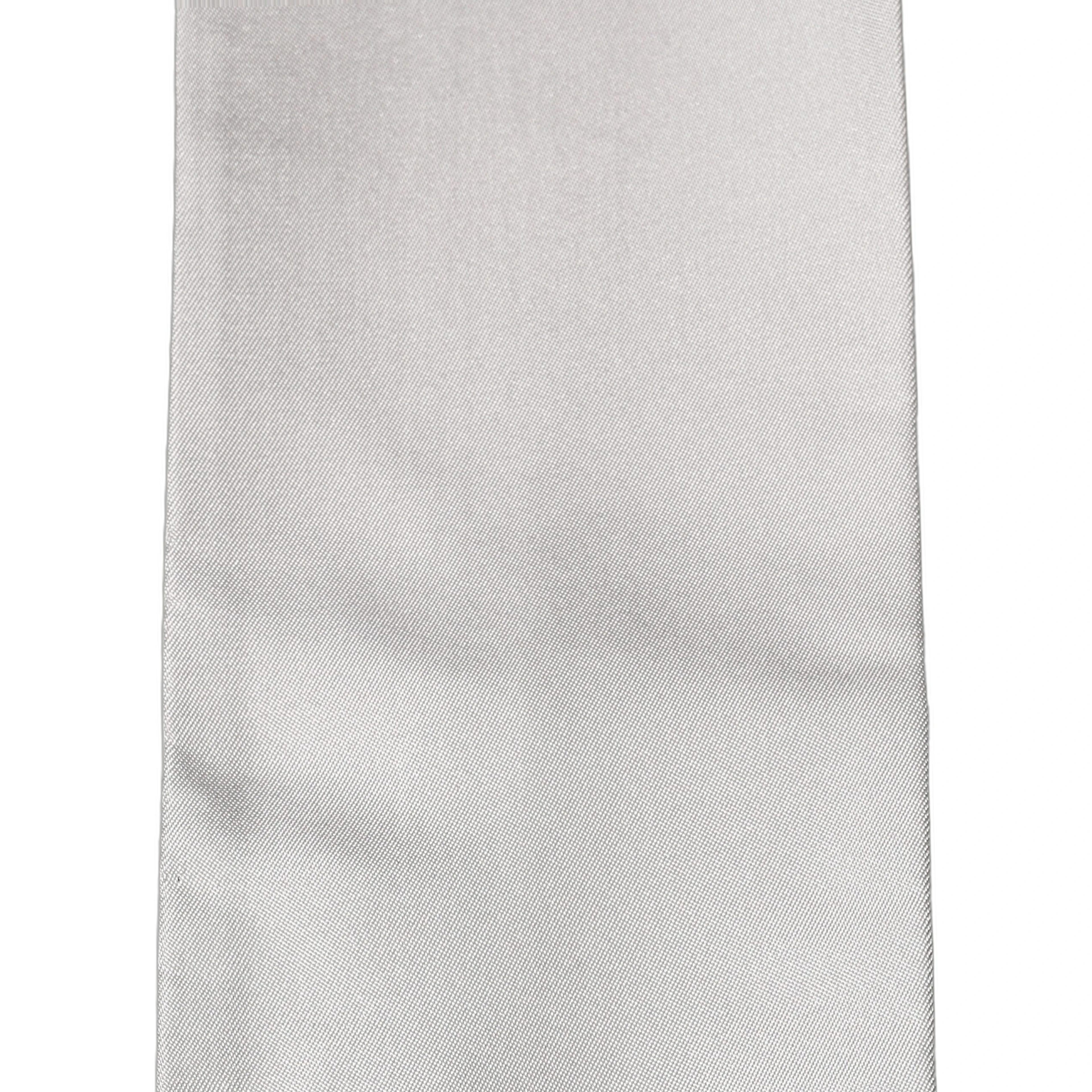 Light Gray Satin Silk Fringed Lace Stole Scarf