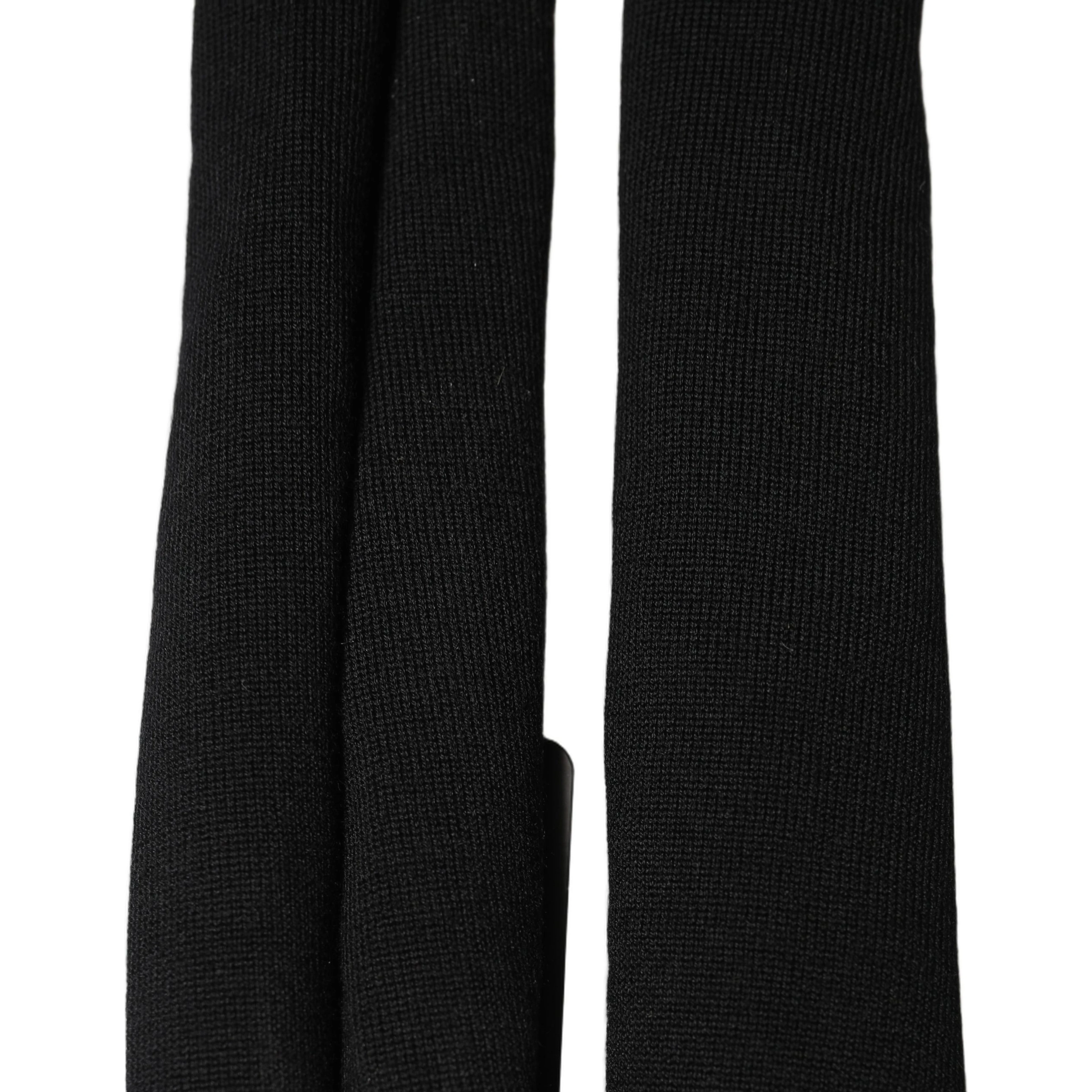 Men Black Wool Knitted Skinny Foulard Scarf