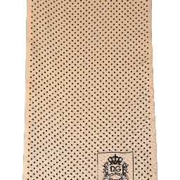 Beige Silk Dotted Fringed Neck Shawl Scarf