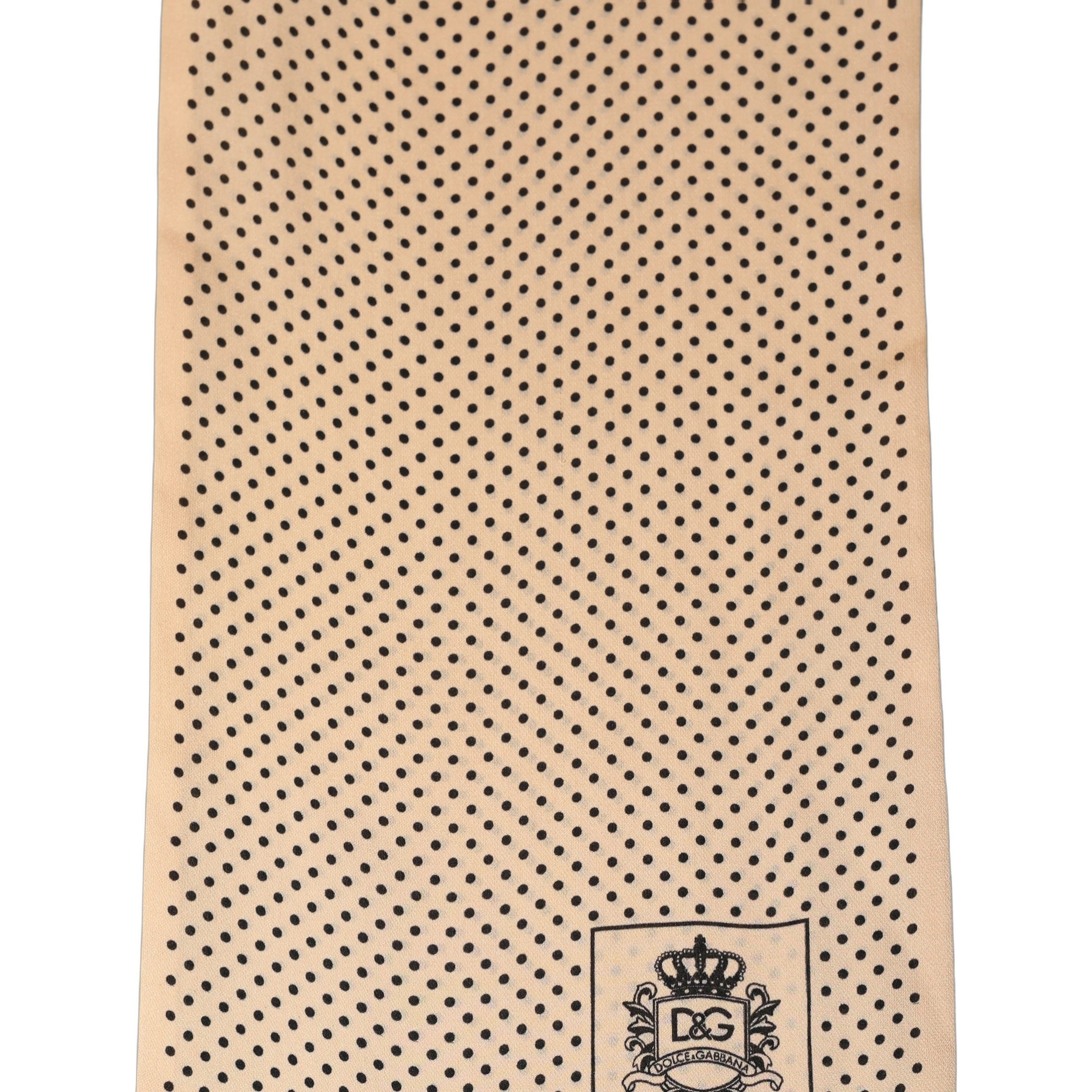 Beige Silk Dotted Fringed Neck Shawl Scarf