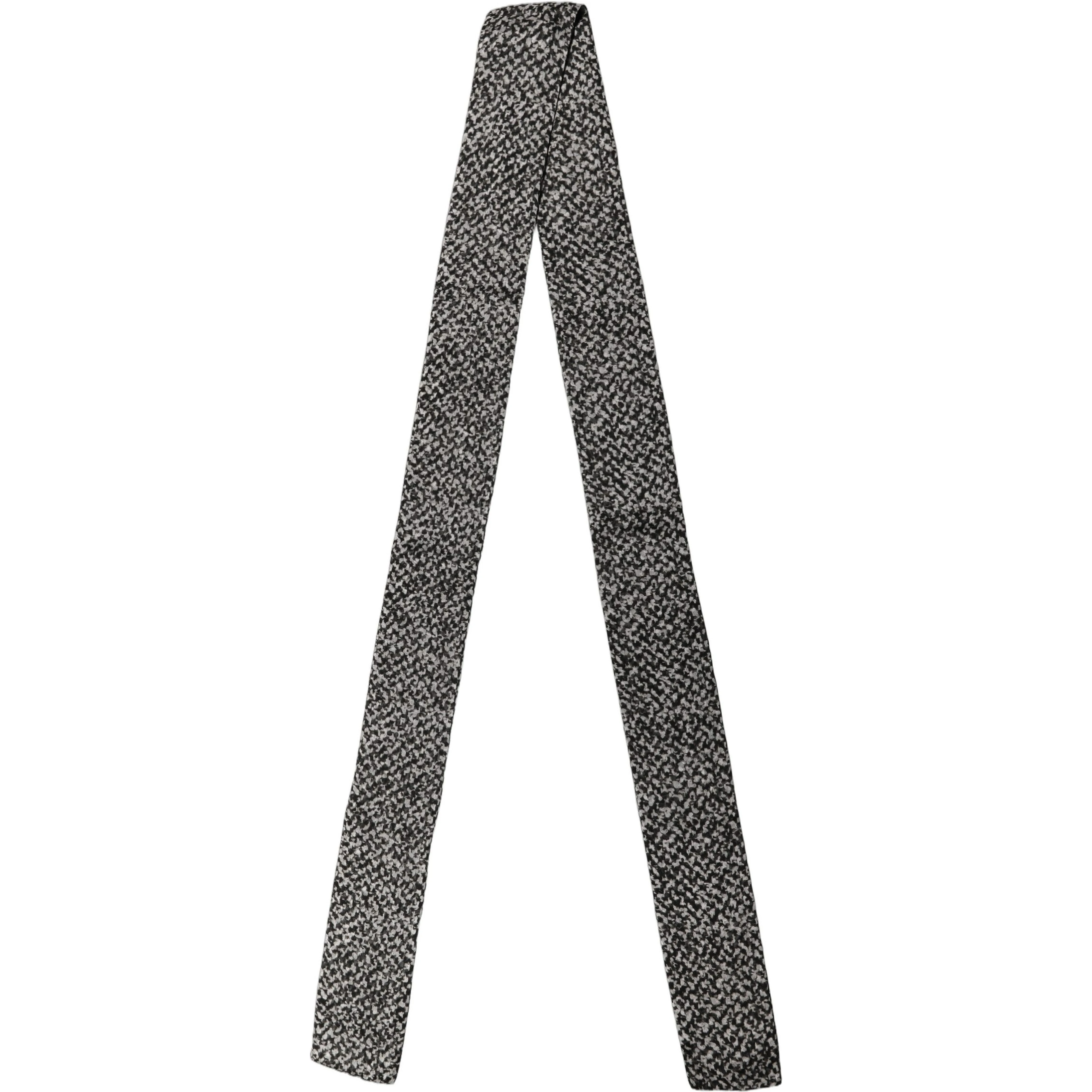 Black White Herringbone Tweed Shawl Scarf