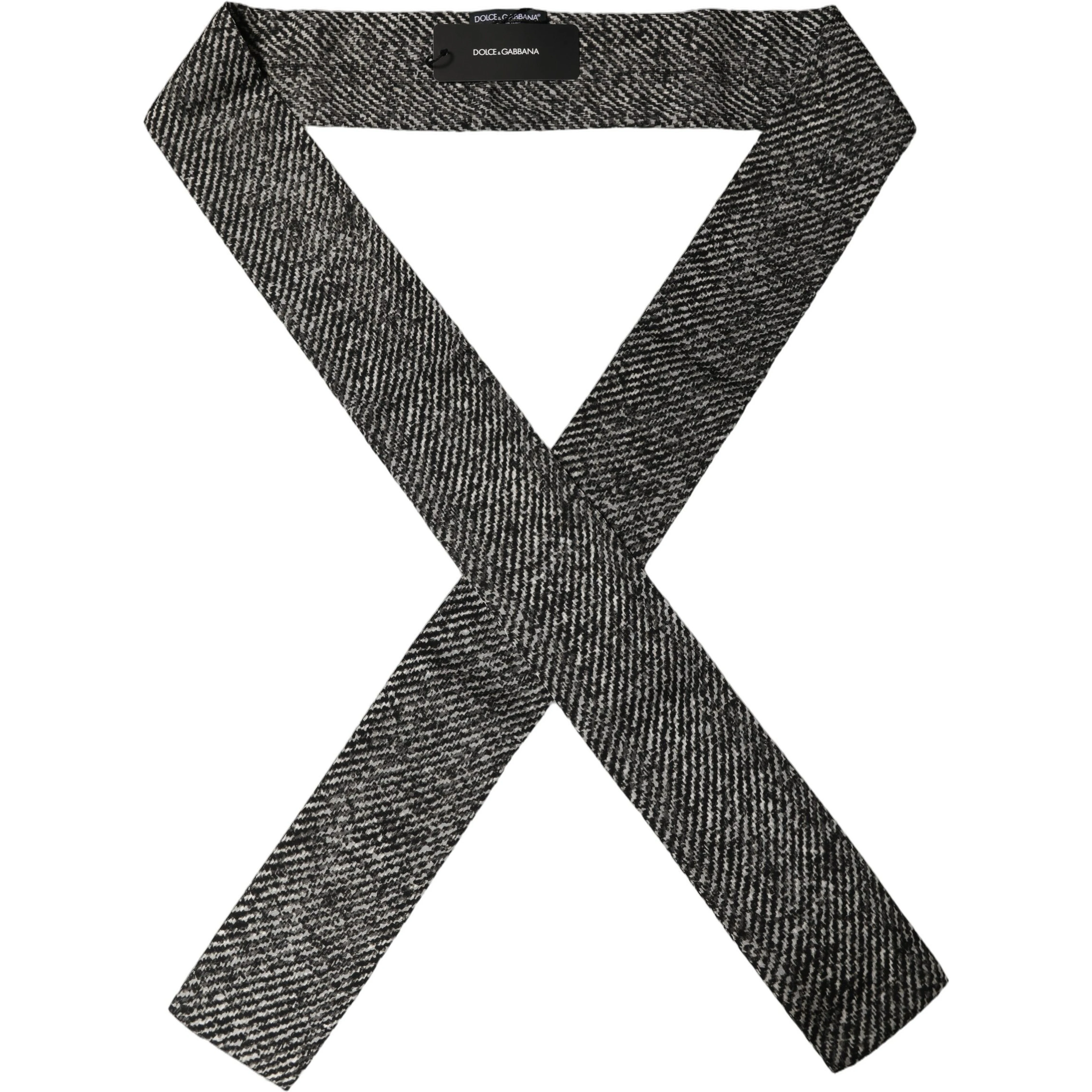 Black White Herringbone Tweed Shawl Scarf