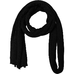 Men Black Wool Knitted Skinny Foulard Scarf
