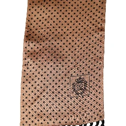 Brown Silk Dotted Fringed Neck Shawl Scarf