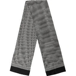 Black White Geometric Silk Neck Shawl Scarf