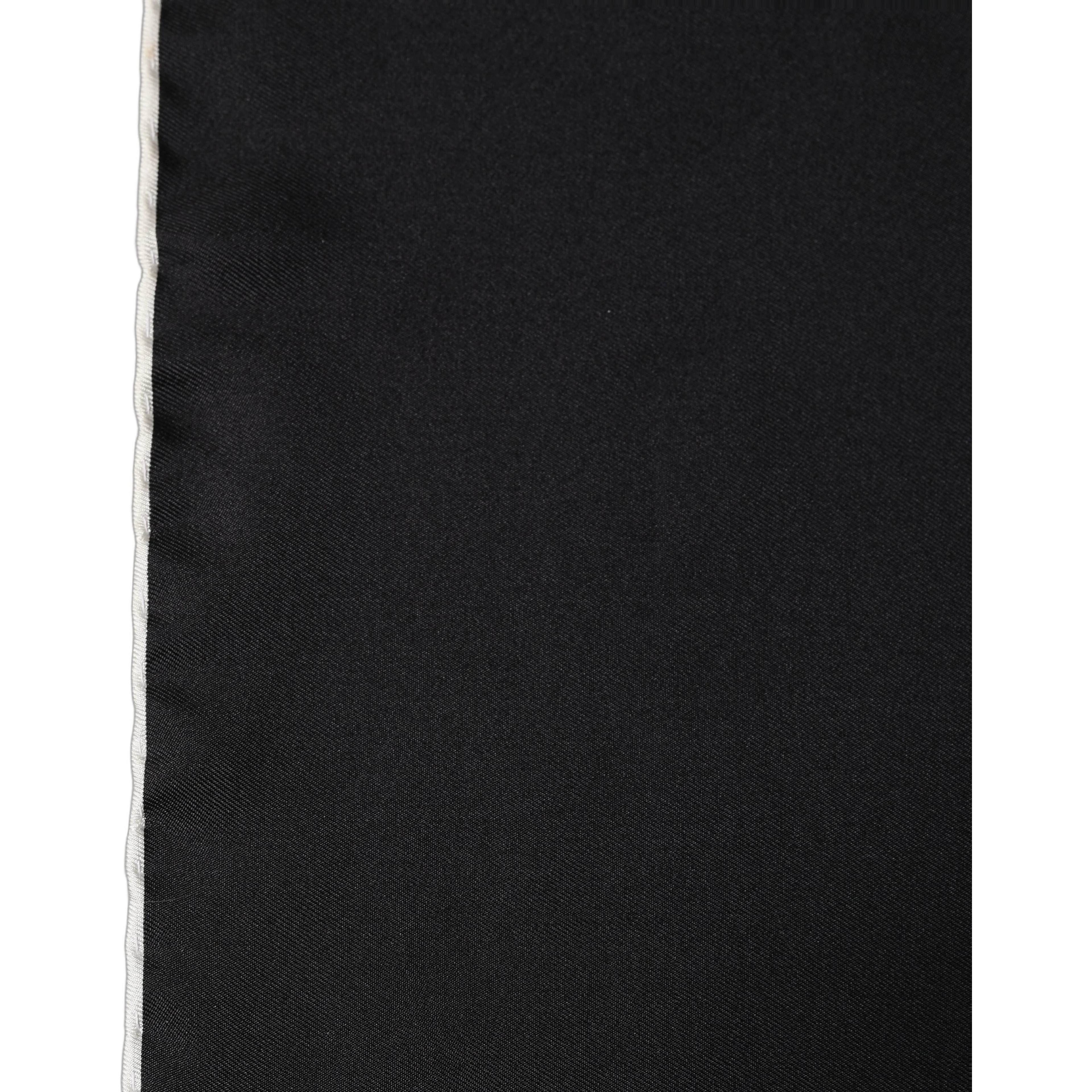 Men Black Silk Pocket Square Foulard Scarf