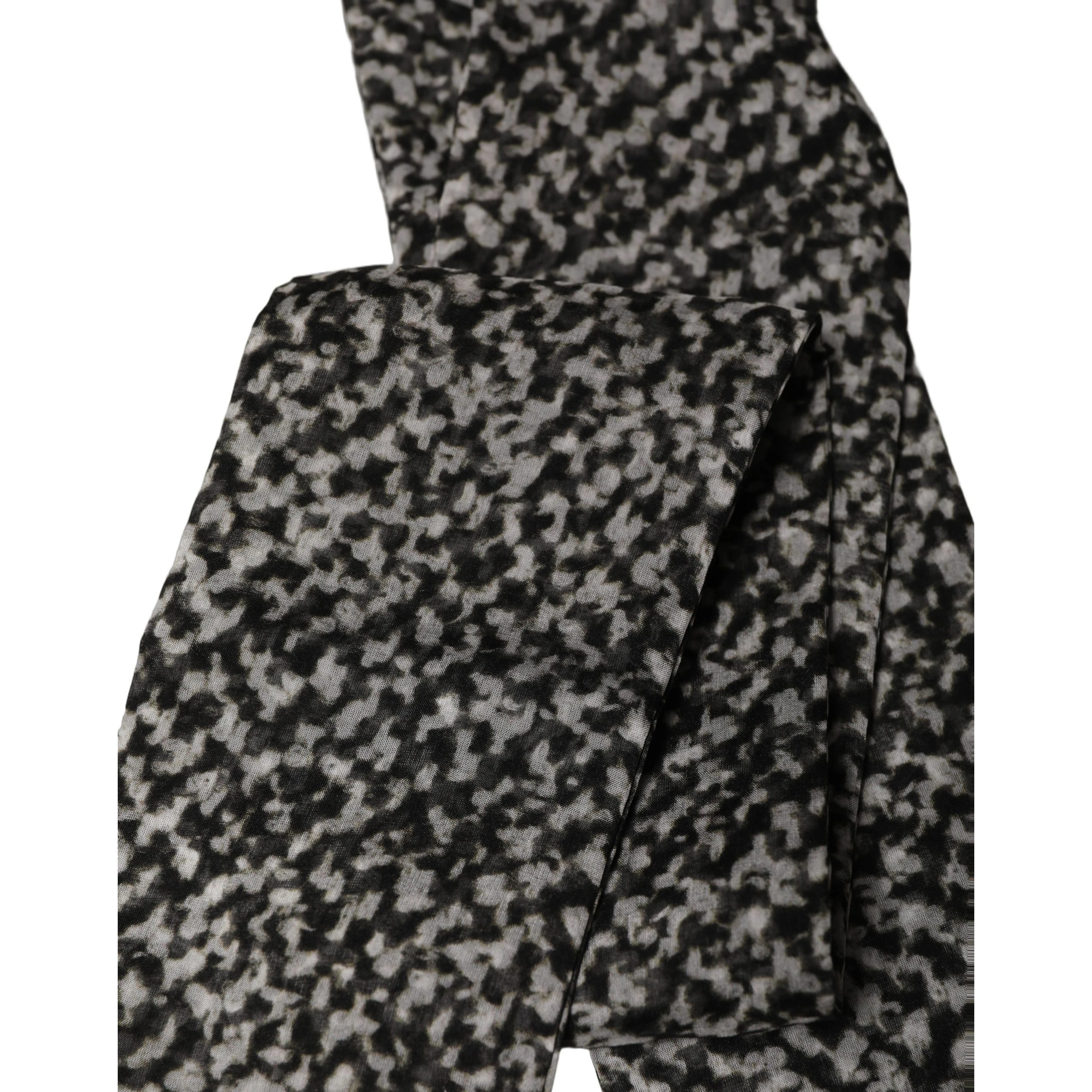 Black White Herringbone Tweed Shawl Scarf