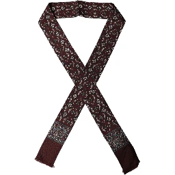 Burgundy Skinny Twilly Fringed Foulard Scarf