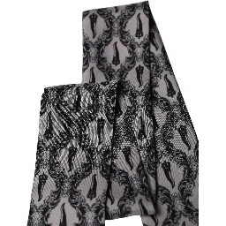 Gray Baroque Silk Fringed Skinny Foulard Scarf