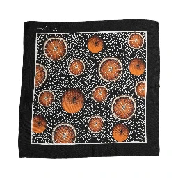 Black Silk Orange Pocket Square Foulard Scarf