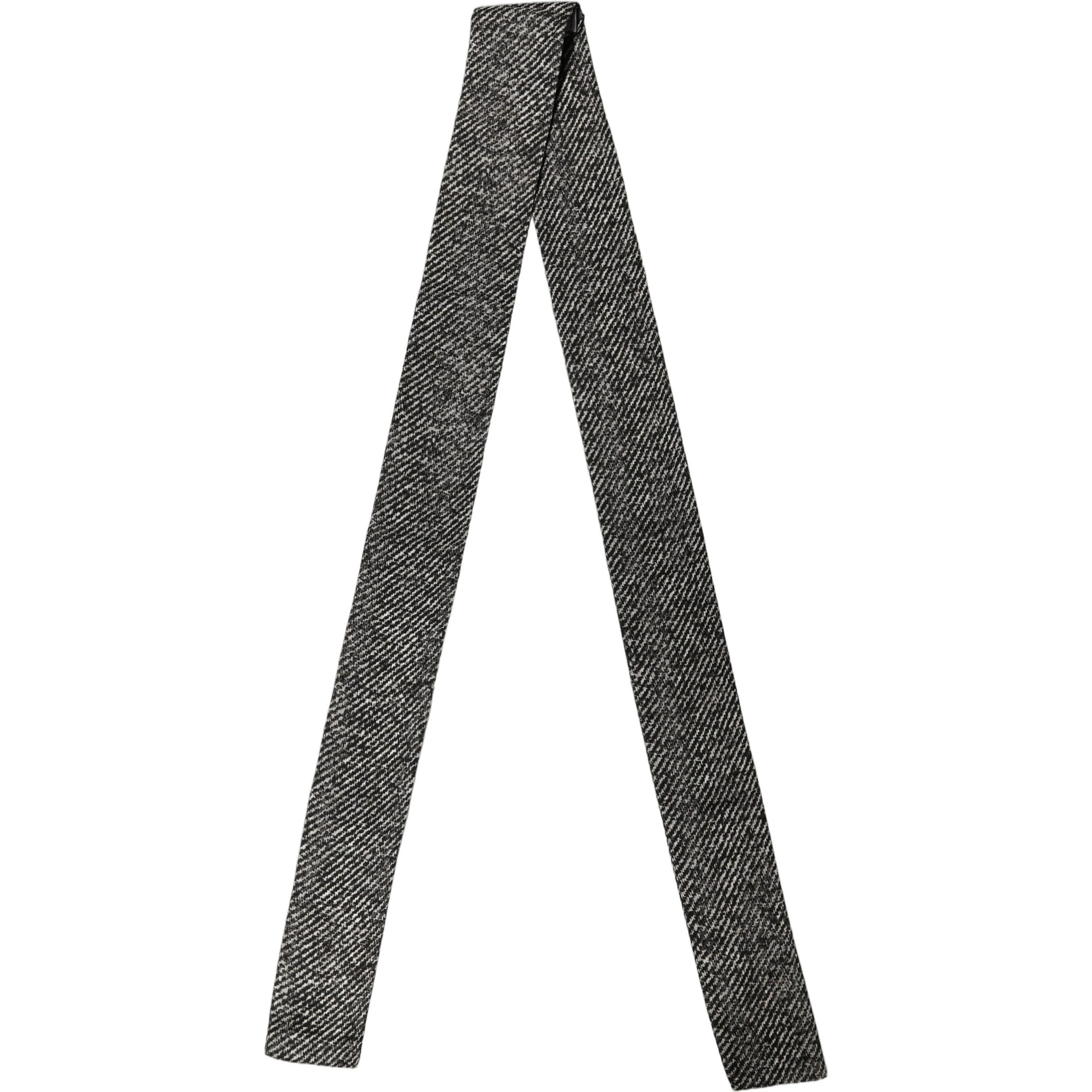 Black White Herringbone Tweed Shawl Scarf