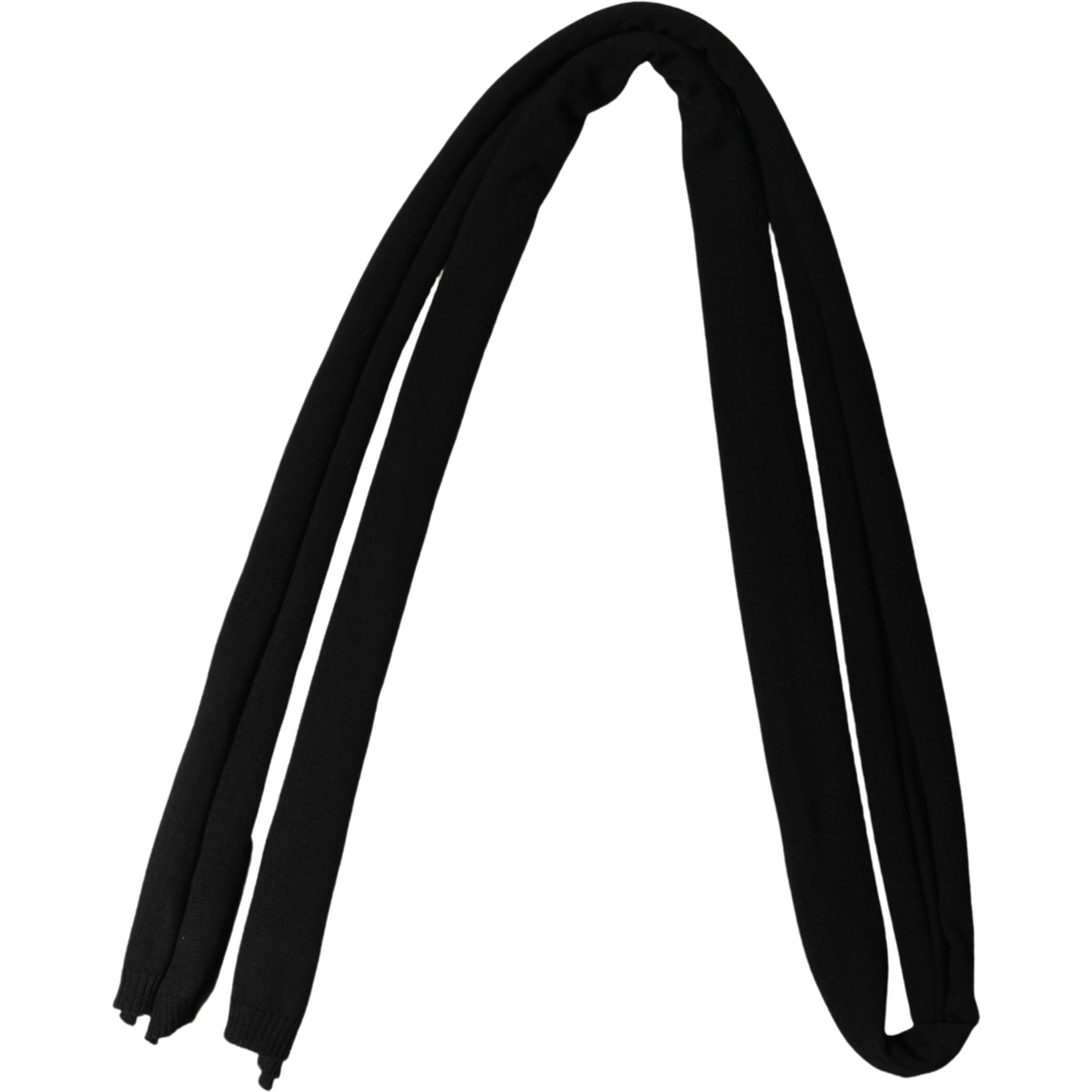 Men Black Wool Knitted Skinny Foulard Scarf