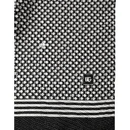 Black White Geometric Silk Neck Shawl Scarf