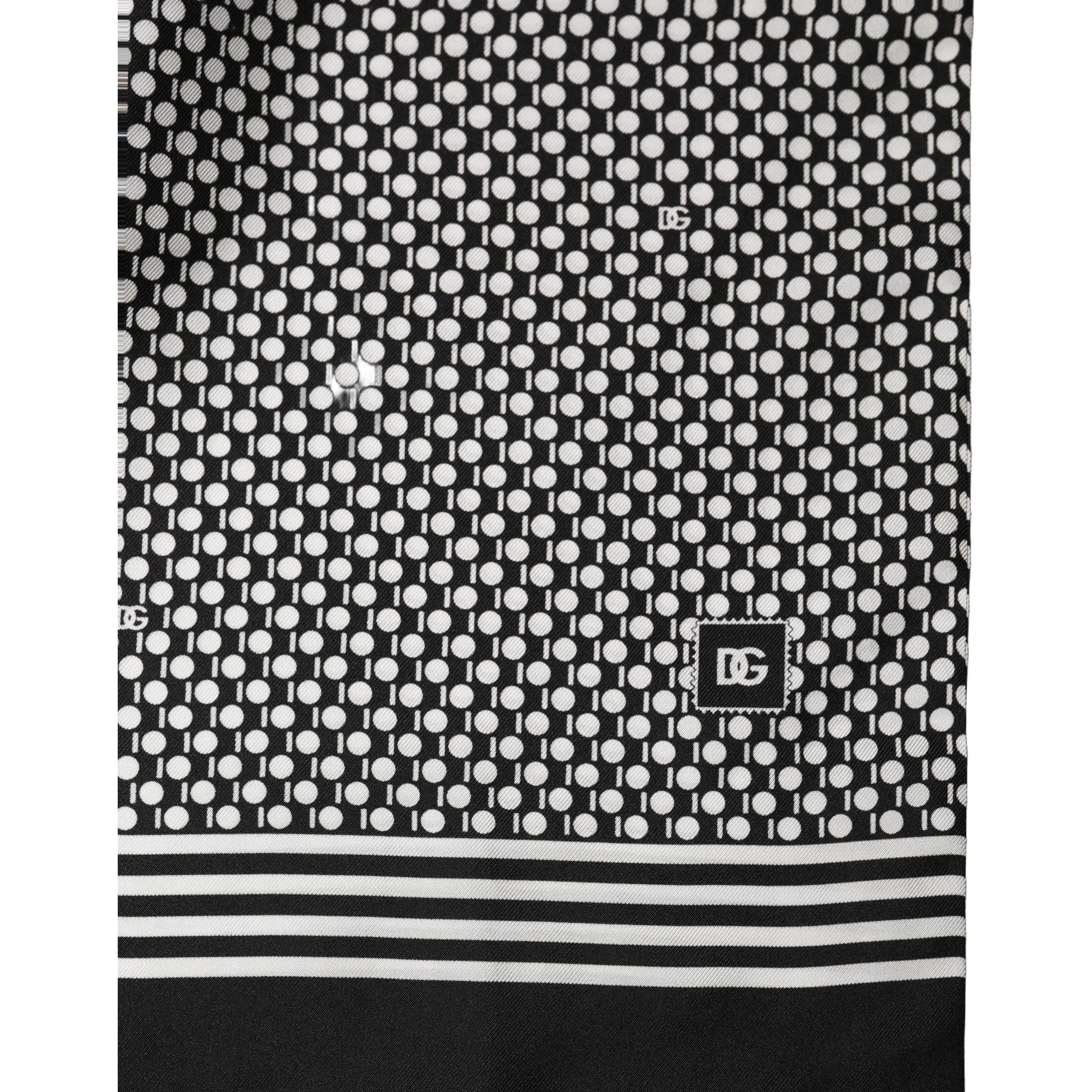 Black White Geometric Silk Neck Shawl Scarf