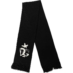 Black Cashmere Knitted Fringed Foulard Scarf