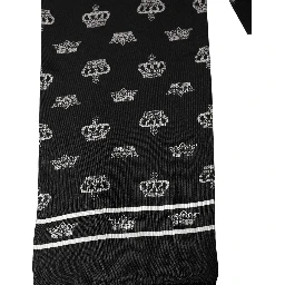 Black Silk Crown Fringed Neck Shawl Scarf