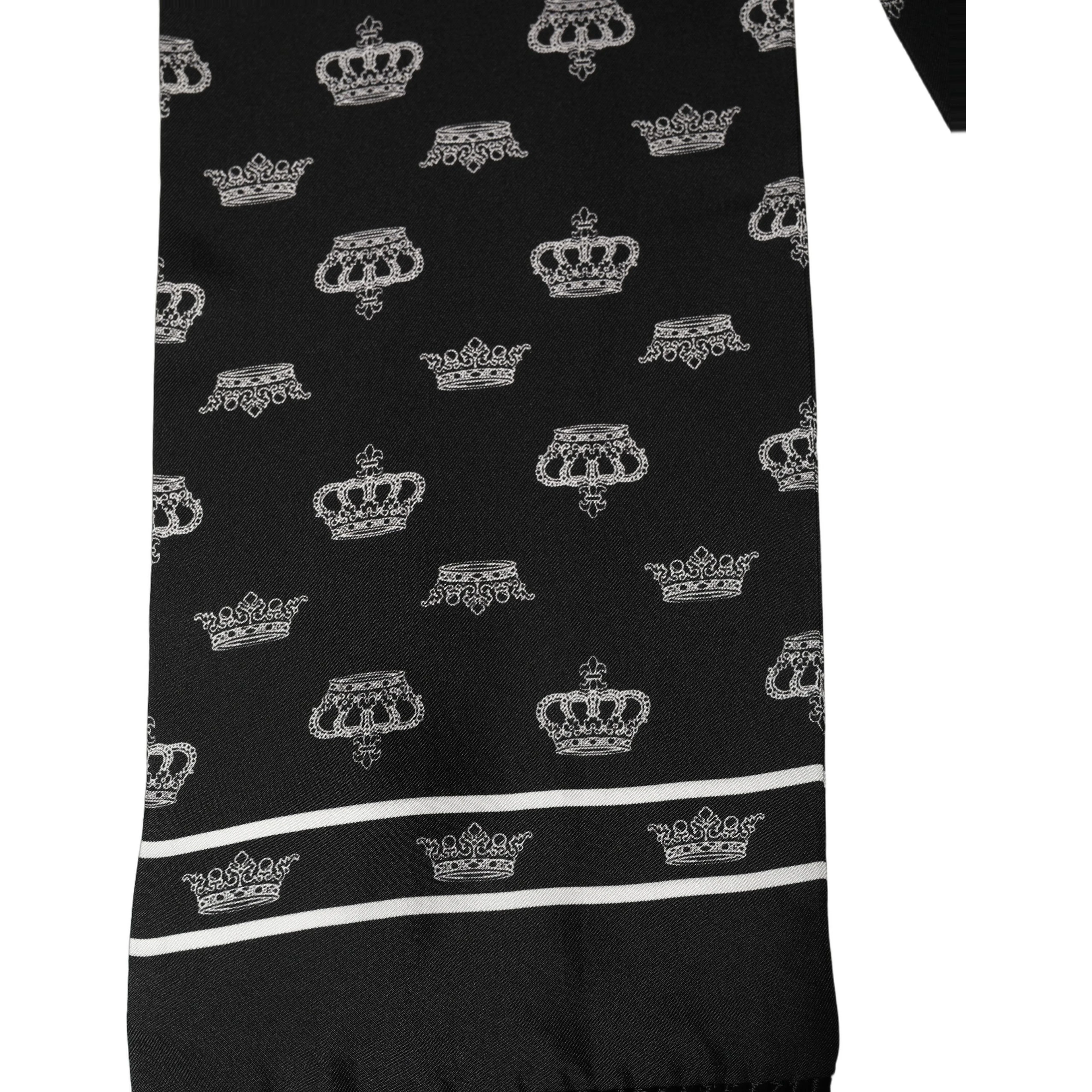Black Silk Crown Fringed Neck Shawl Scarf