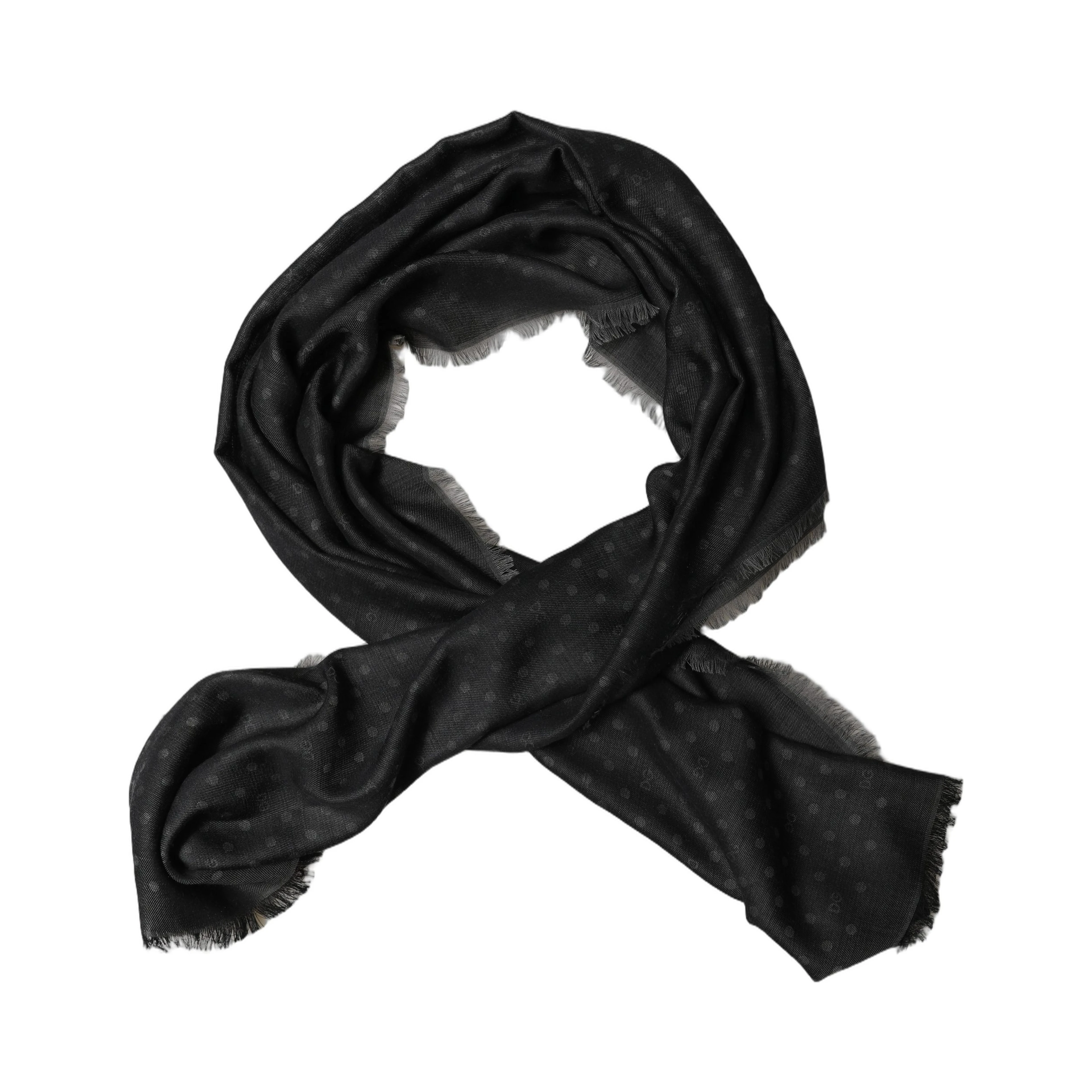 Men Black Viscose Polka Dot Fringe Shawl Lace Stole
