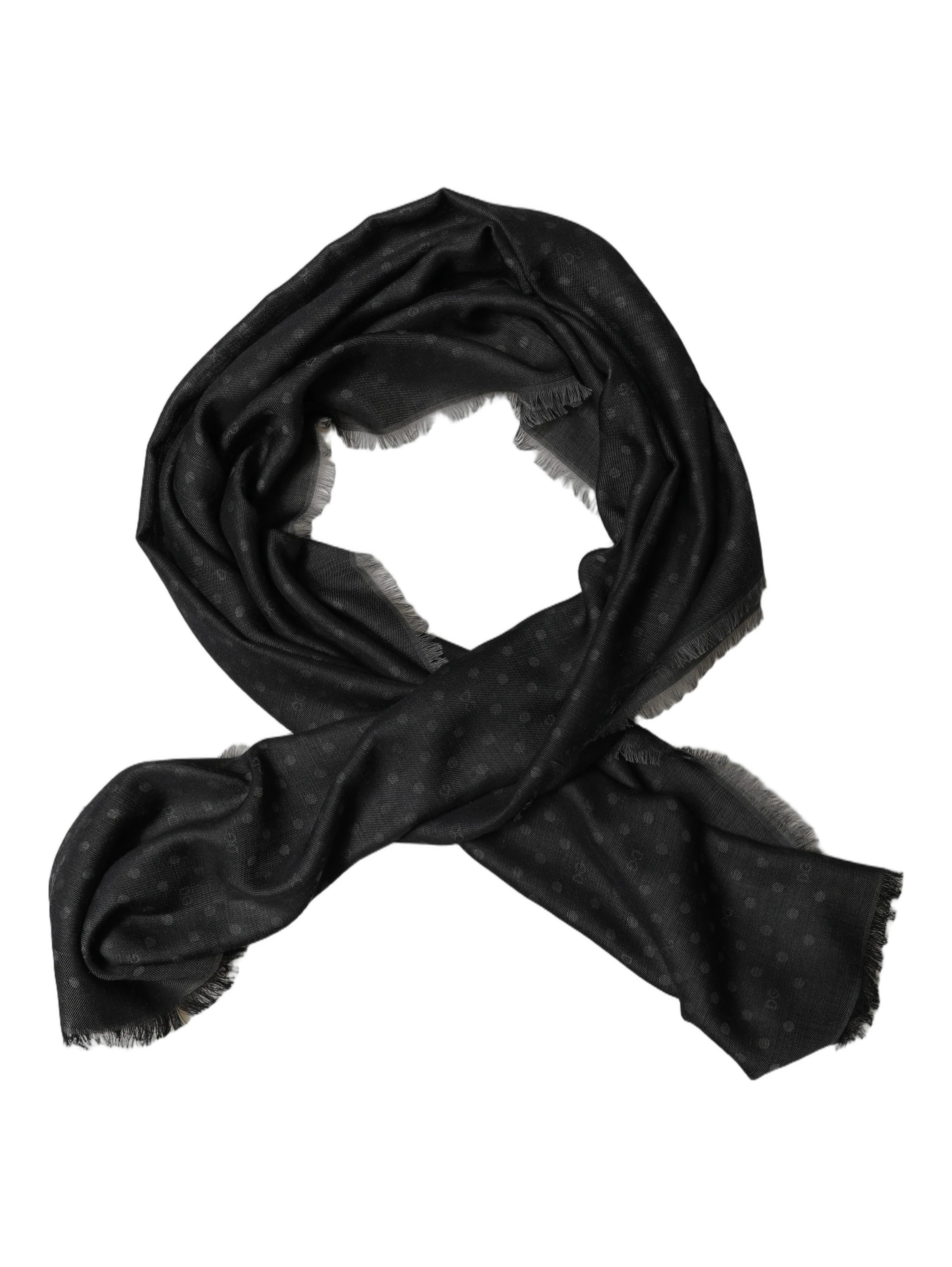 Men Black Viscose Polka Dot Fringe Shawl Lace Stole