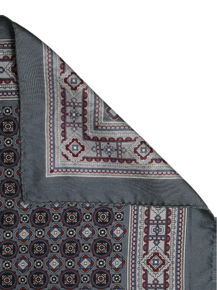 Gray Geometric Pocket Square Foulard Scarf