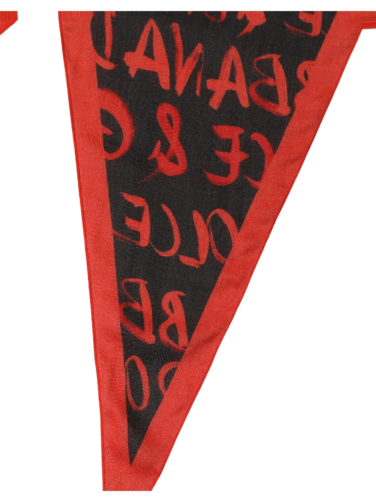 Men Red Black Graffiti Logo Lace Stole Scarf