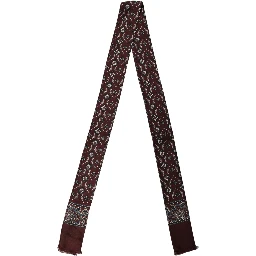 Burgundy Skinny Twilly Fringed Foulard Scarf