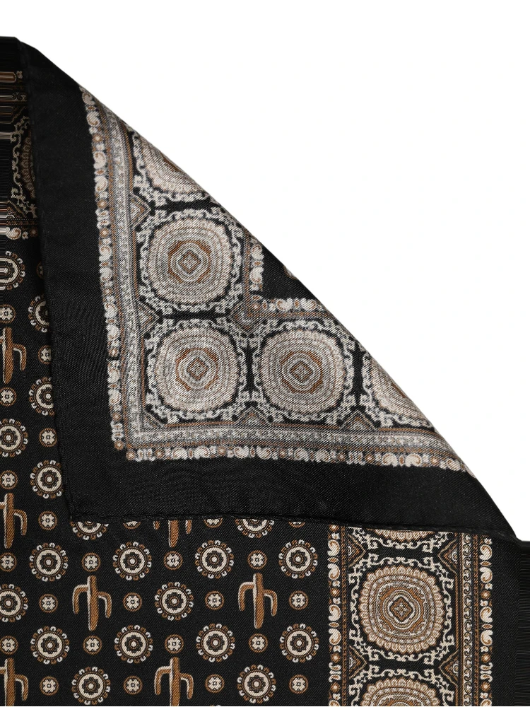 Black Cactus Silk Pocket Square Foulard Scarf