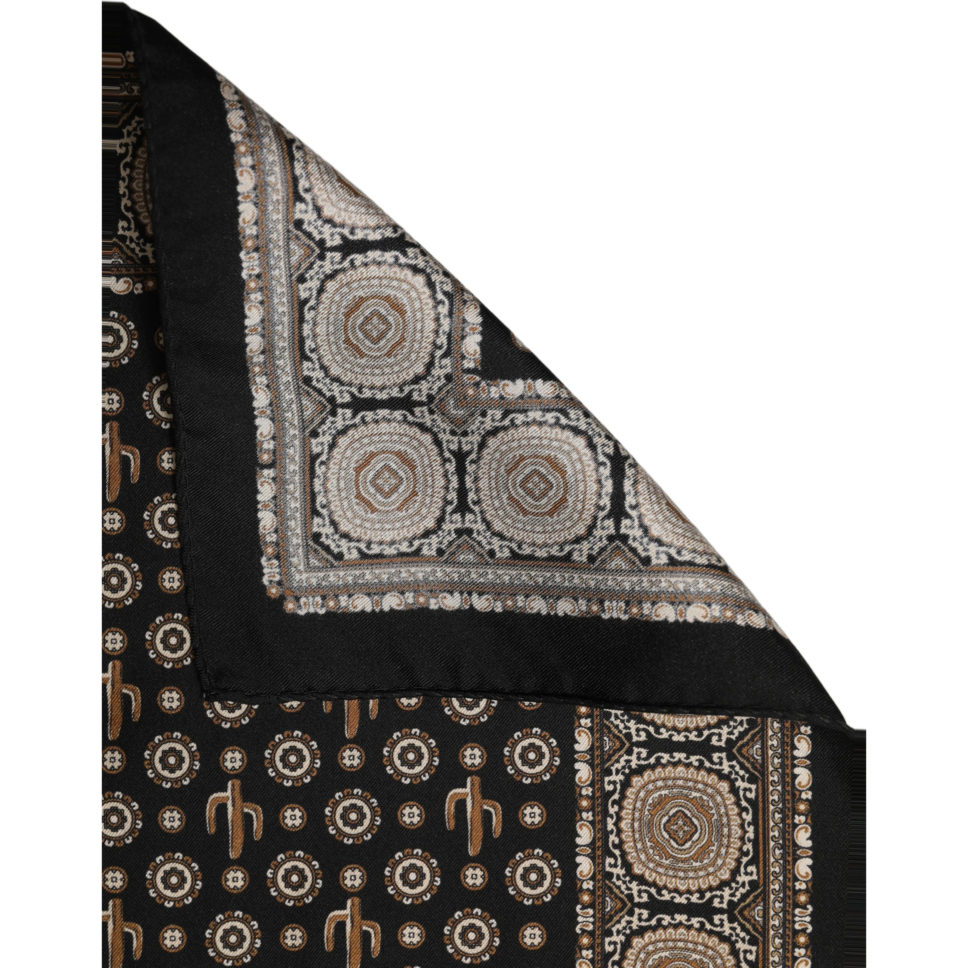 Black Cactus Silk Pocket Square Foulard Scarf