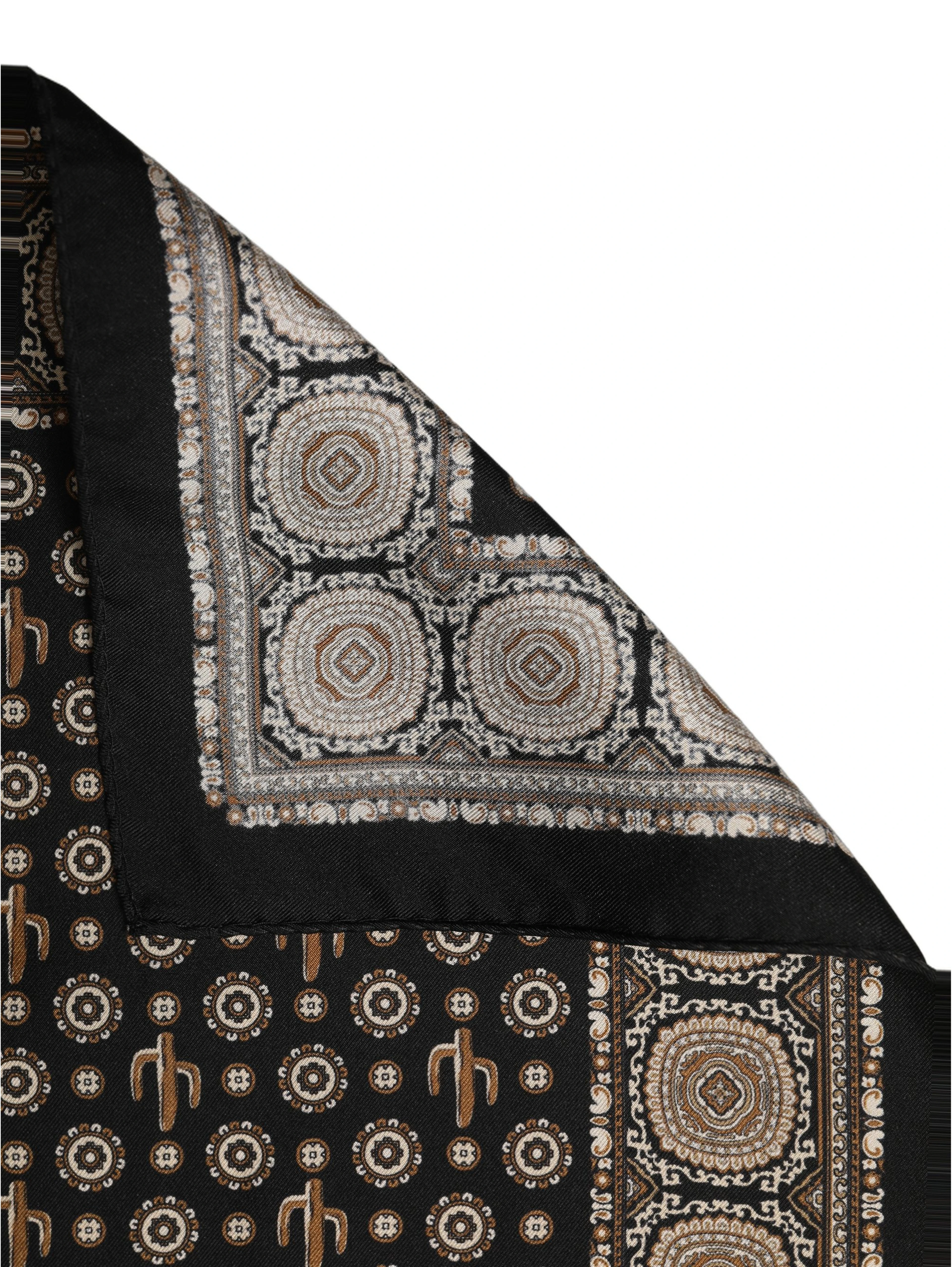 Black Cactus Silk Pocket Square Foulard Scarf
