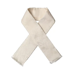 Men Cream Satin Silk Fringed Neck Shawl Scarf