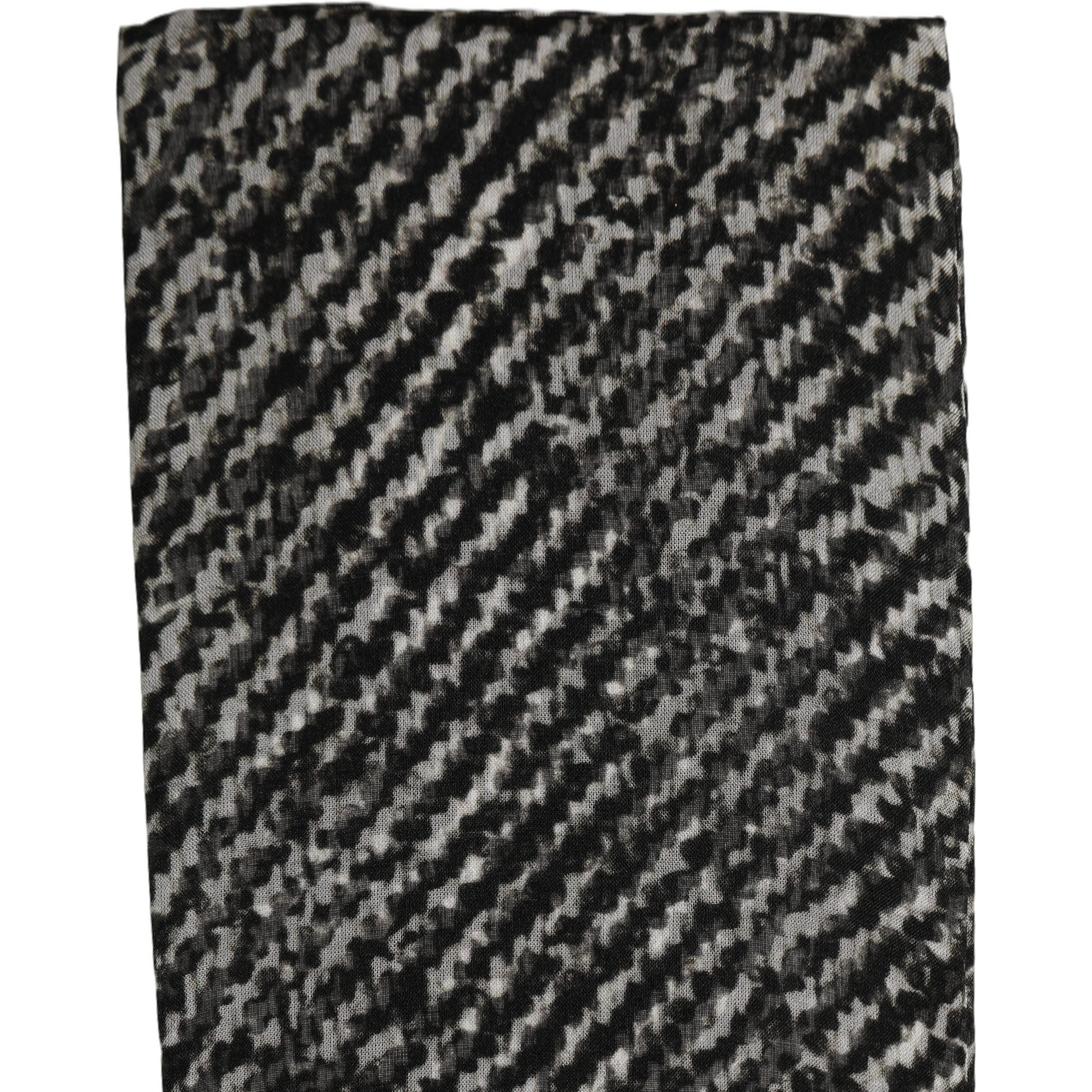 Black White Herringbone Tweed Shawl Scarf