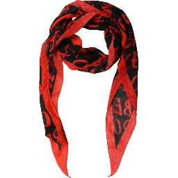 Men Red Black Graffiti Logo Lace Stole Scarf