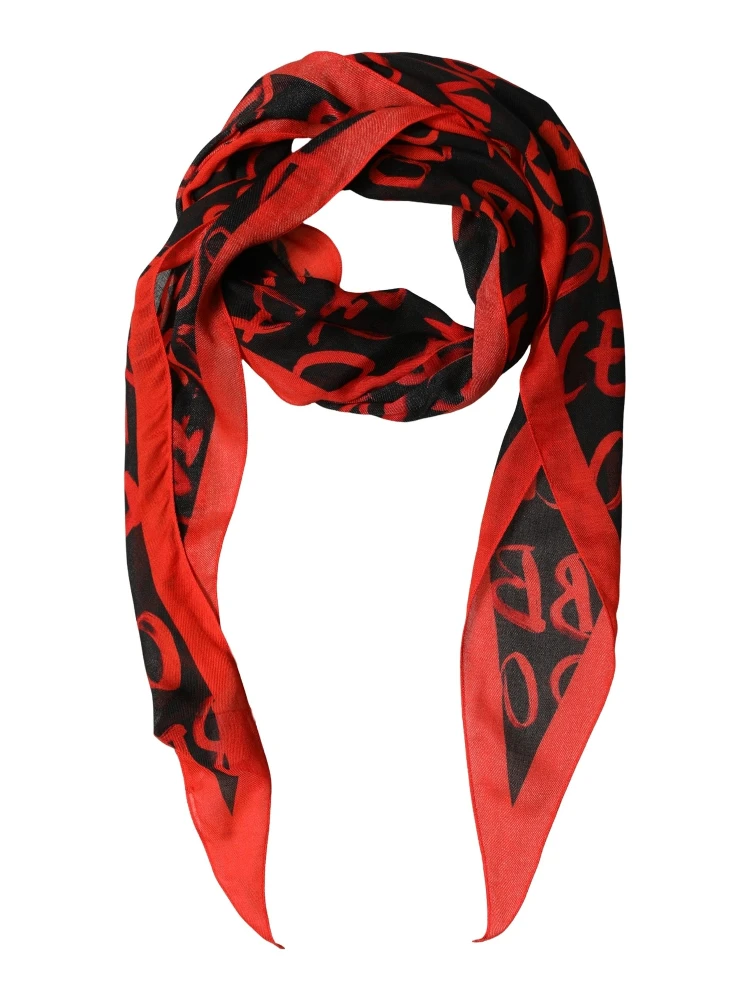 Men Red Black Graffiti Logo Lace Stole Scarf alternative