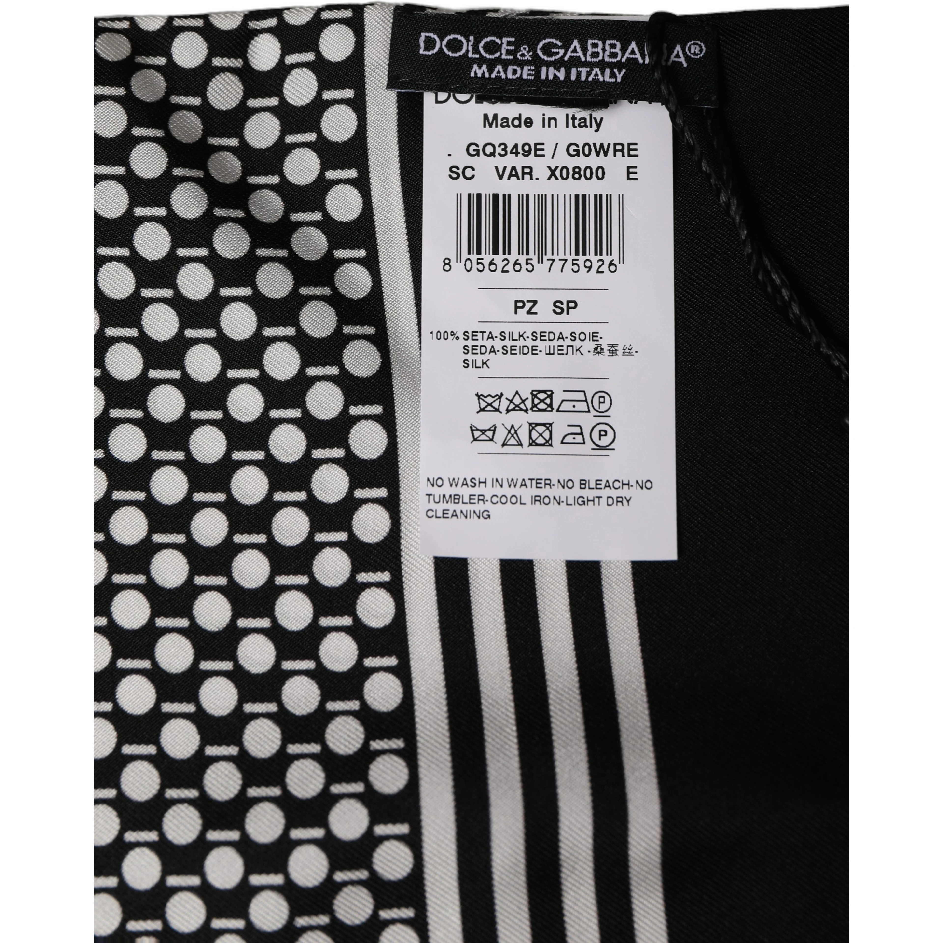 Black White Geometric Silk Neck Shawl Scarf