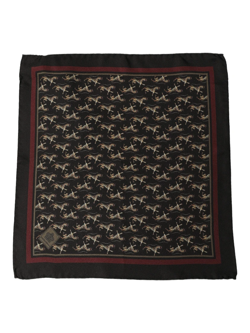 Black Horse Silk Pocket Square Foulard Scarf