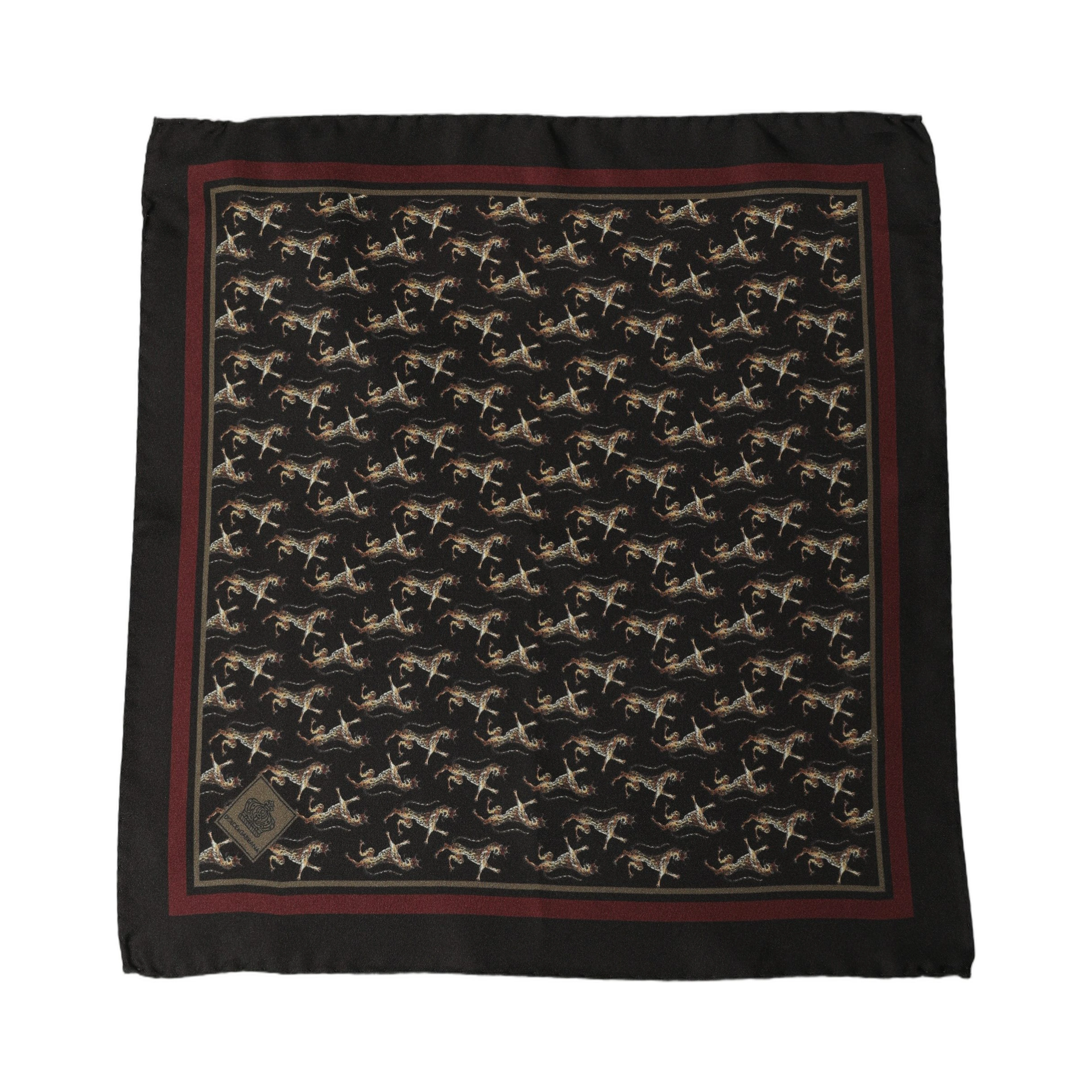 Black Horse Silk Pocket Square Foulard Scarf