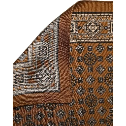 Brown Geometric Pocket Square Foulard Scarf