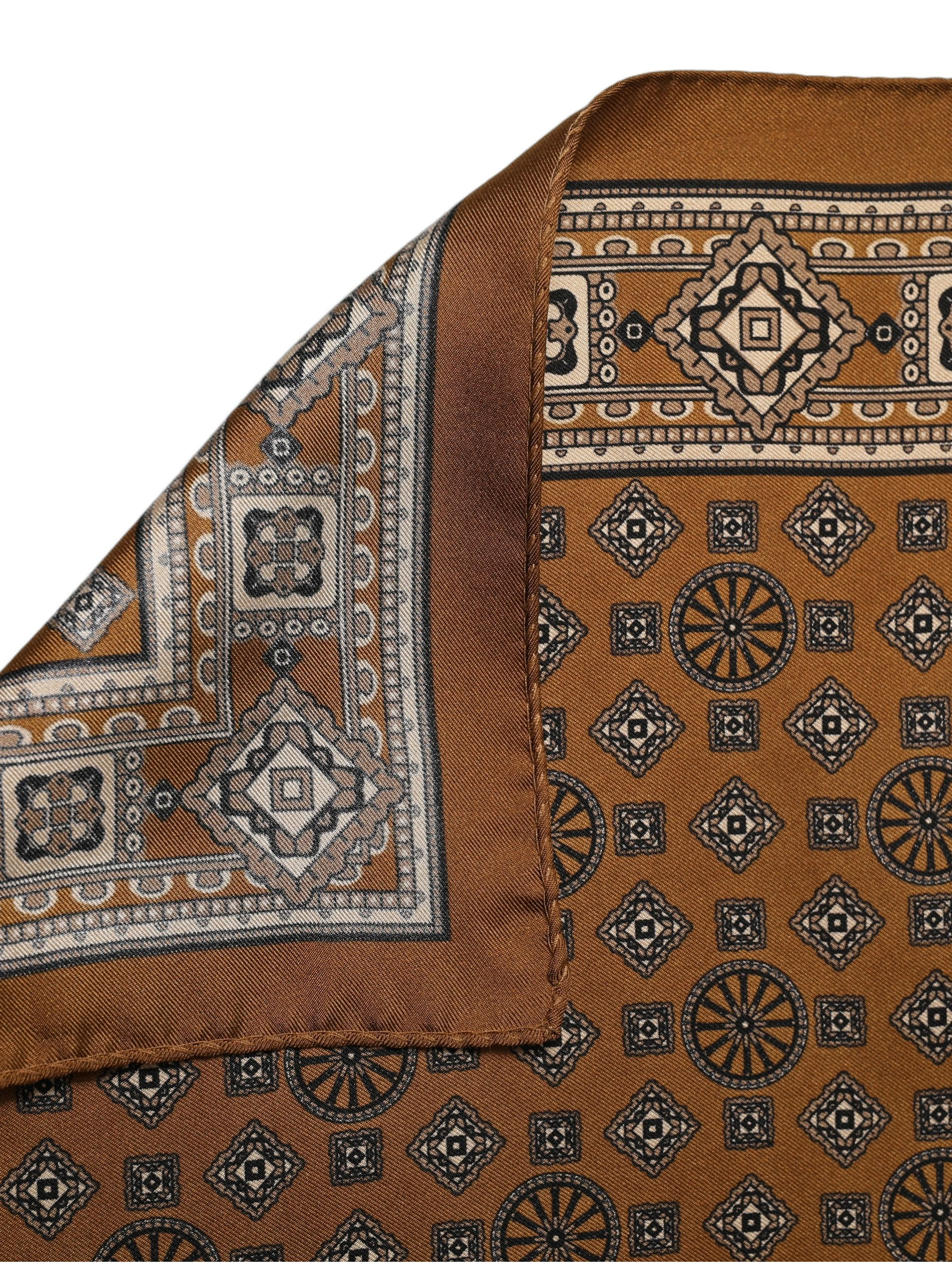 Brown Geometric Pocket Square Foulard Scarf