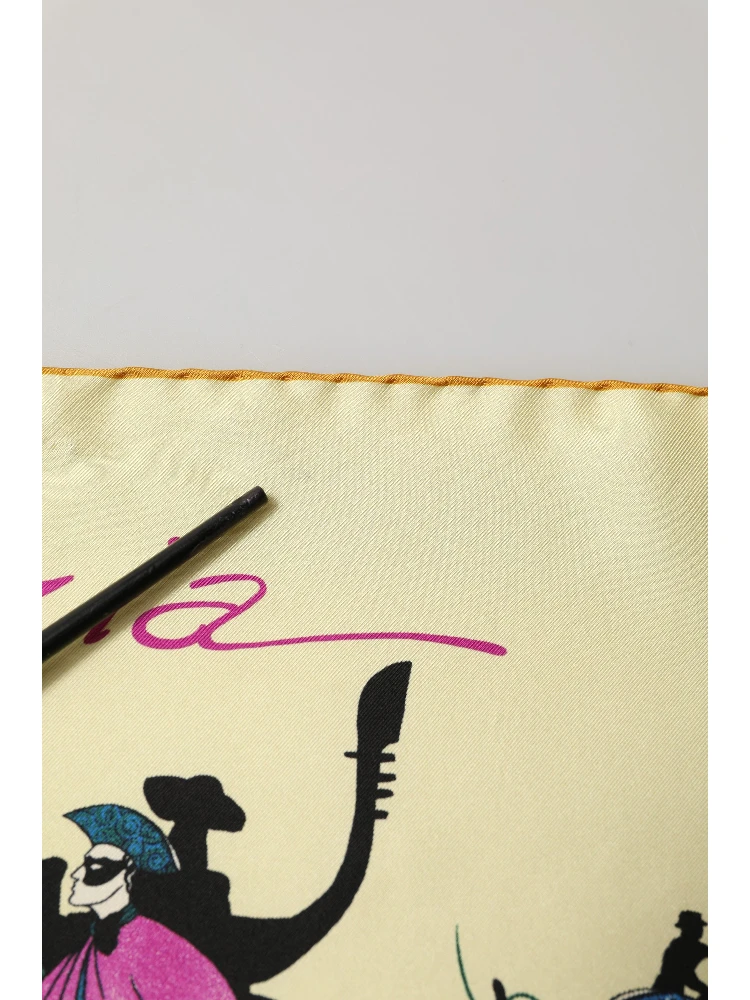 Cream Venezia Silk Twill Square Foulard Scarf
