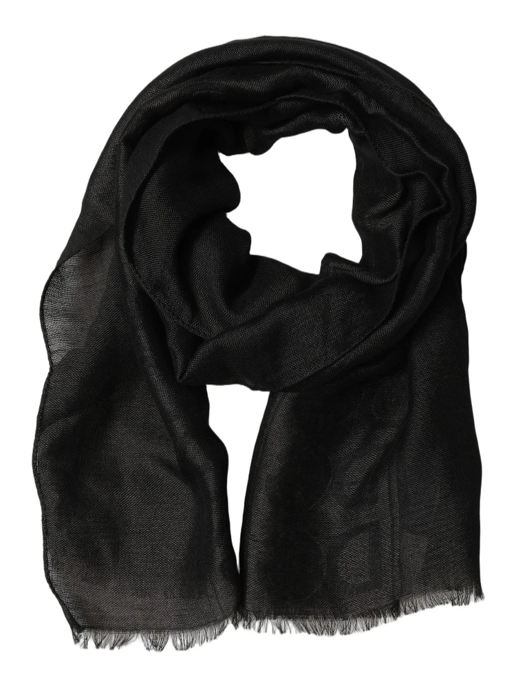 Black DG Logo Fringed Edge Lace Stole Scarf