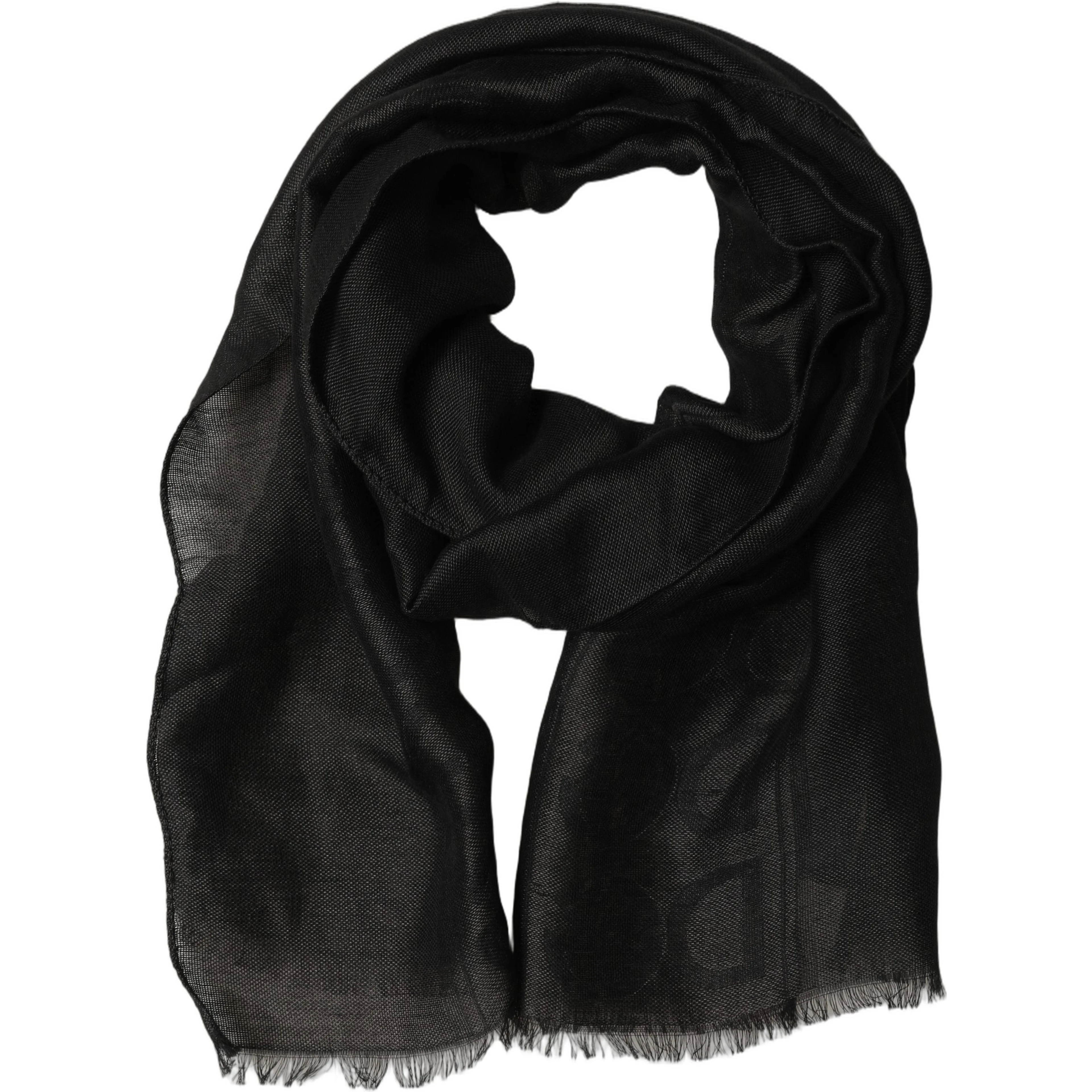 Black DG Logo Fringed Edge Lace Stole Scarf