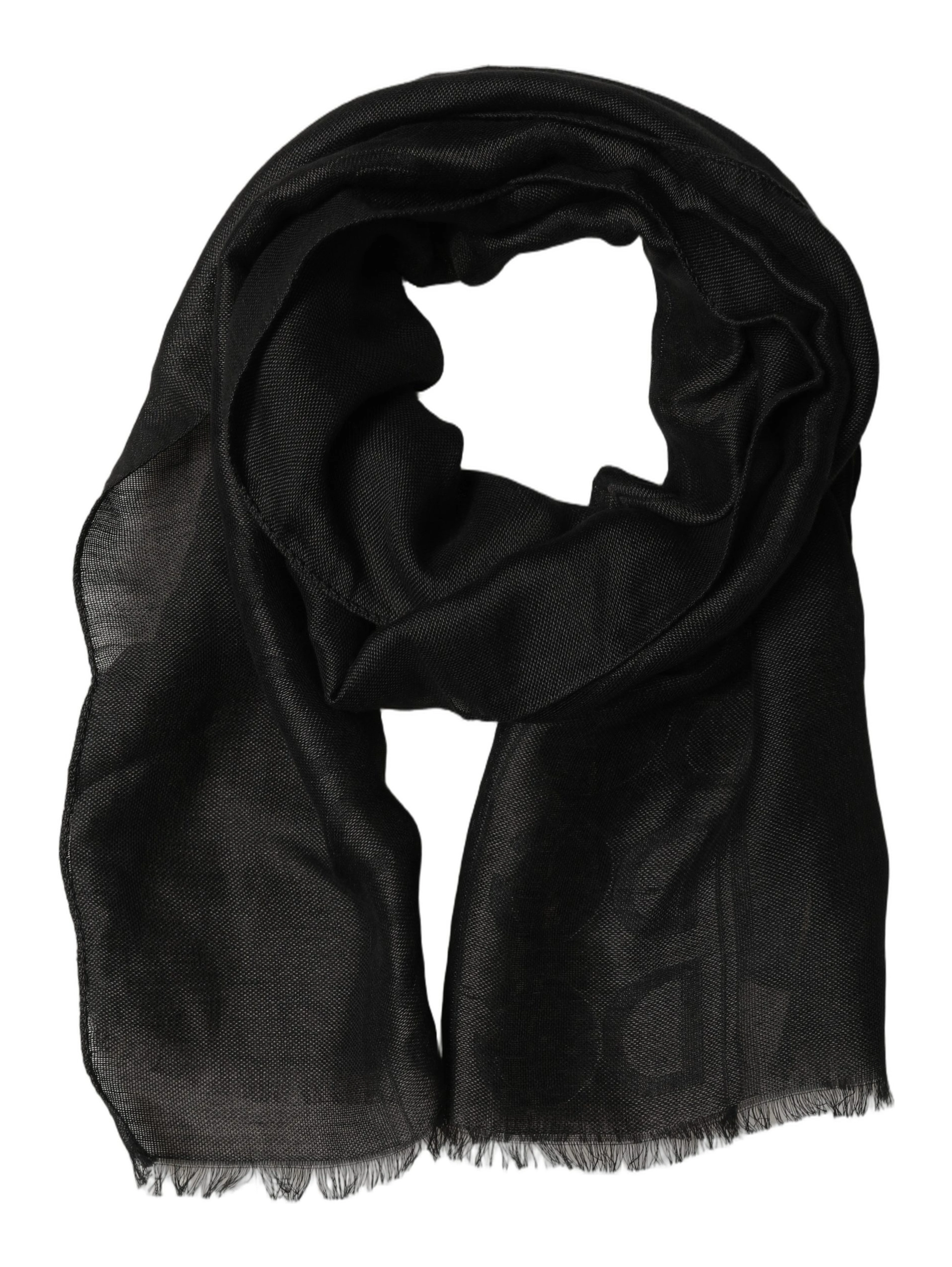 Black DG Logo Fringed Edge Lace Stole Scarf