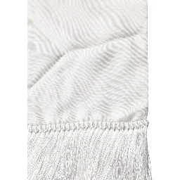 Men White Silk Fringed Edge Lace Stole Scarf