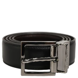 Black Classic Leather Silver Tone Buckle Belt